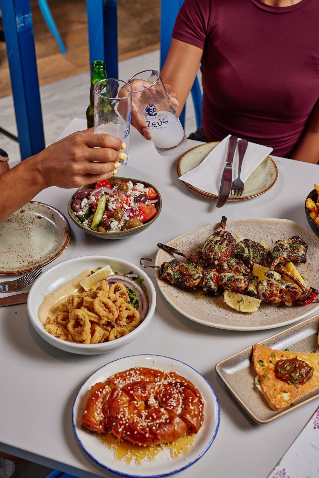 Greek feast spread at Yassas Docklands Melbourne
